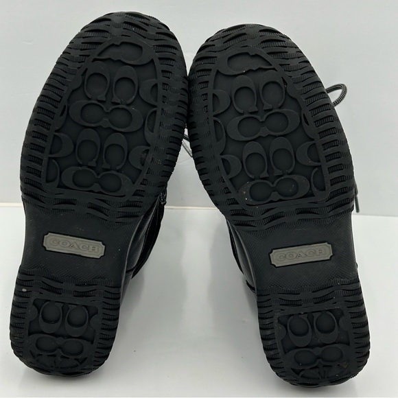 Coach Womens Shaine Snow Boot Size 5.5B Signature Leather Sherpa Nylon Black - Picture 8 of 14